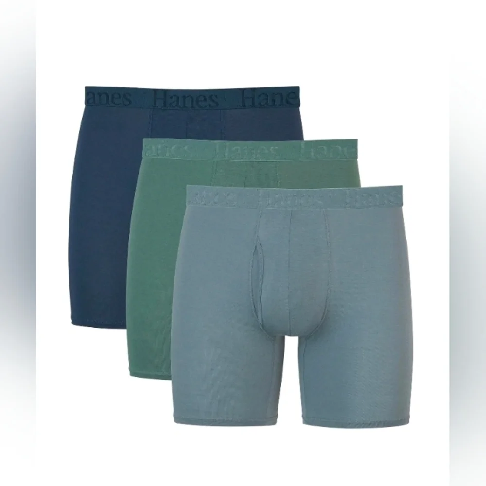 Hanes Originals Men's 3-Pack Supersoft Boxer Brief Grey/Green/Navy